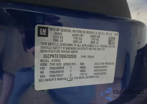 2013 Chevrolet Silverado 1500 Ltz from USA, damaged, VIN 3GCPKTE78DG232539